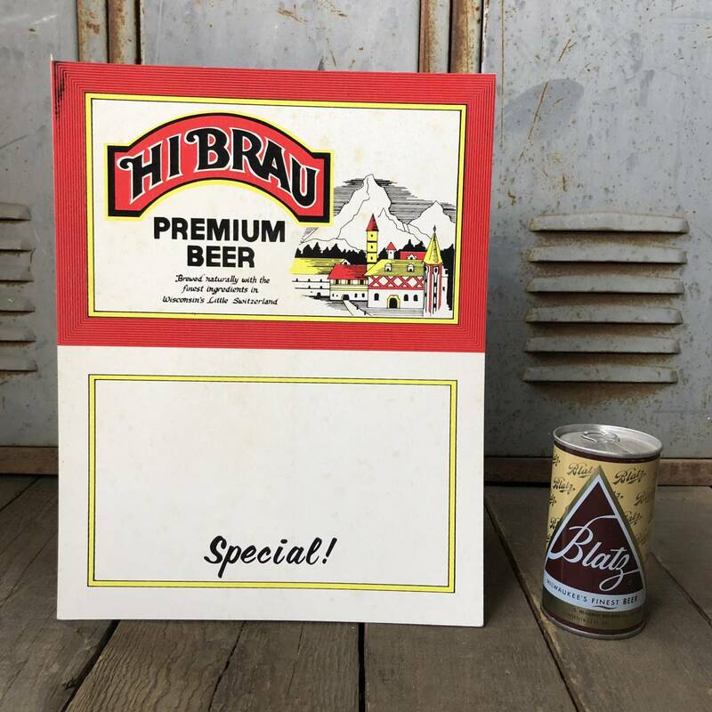 即決 Hi-Brau Premium Beer ビール カードボードサイン パネル 看板 デッドストック ビンテージ ダイナー バー アメリカ