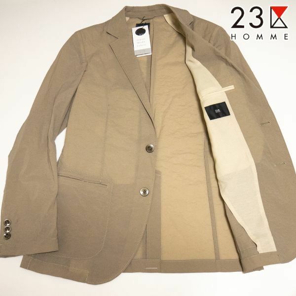 ☆ nk13M 新品 春夏4.5万 23区HOMME 清涼/軽量 クレイペーパー ナイロン ストレッチジャケット アンコンジャケット 23区オム テレワーク