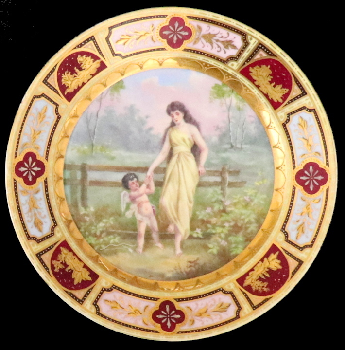 ロイヤル・ヴィエナ 西洋陶磁最高級!! 一点物 金盛装飾 飾り皿 19世紀 キャビネットプレート レア 希少 貴重 マイセン、セーブル好きに