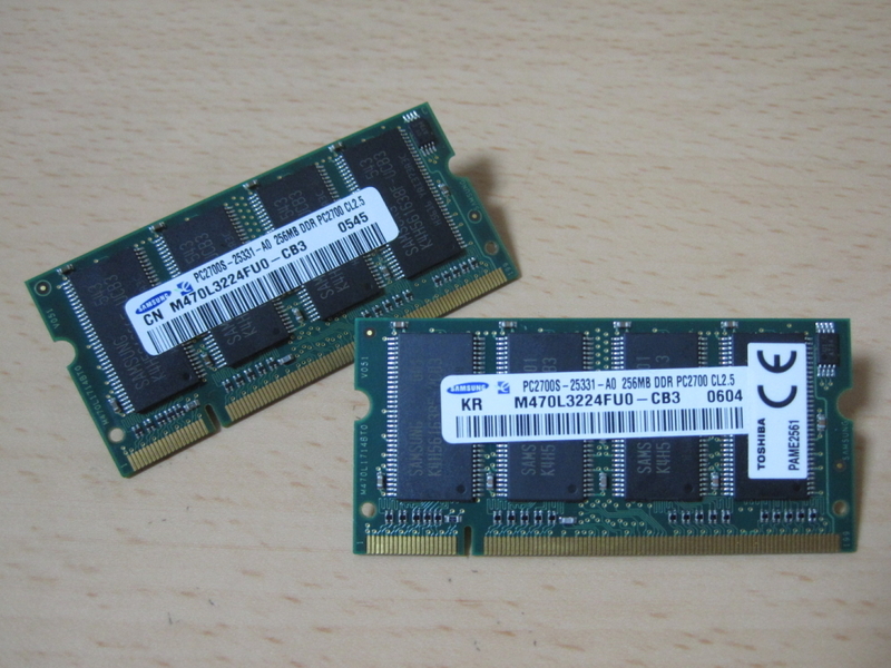 ☆★ジャンクPCパーツ★☆ SAMSUNG DDR-333 PC2700 256MB 200pin CL2.5/2枚セット♪ ★両面チップ搭載★ 計512MB！出品時動作確認-SET-MD08