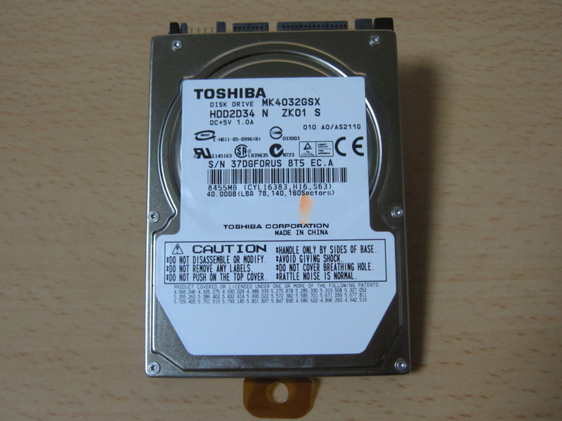 ☆★JUNK PC PARTS★☆ [ VersaPro VY17M/R-1/DtoD有HDD ] 東芝/MK4032GSX/40GB/セクタ検済♪管:137