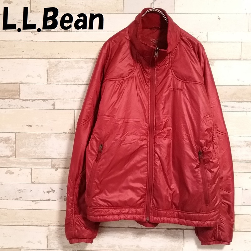 【人気】L.L.Bean/エルエルビーン PRIMALOFT ワンポイント刺繍ロゴ 中綿ジャケット レッド サイズXL/9418