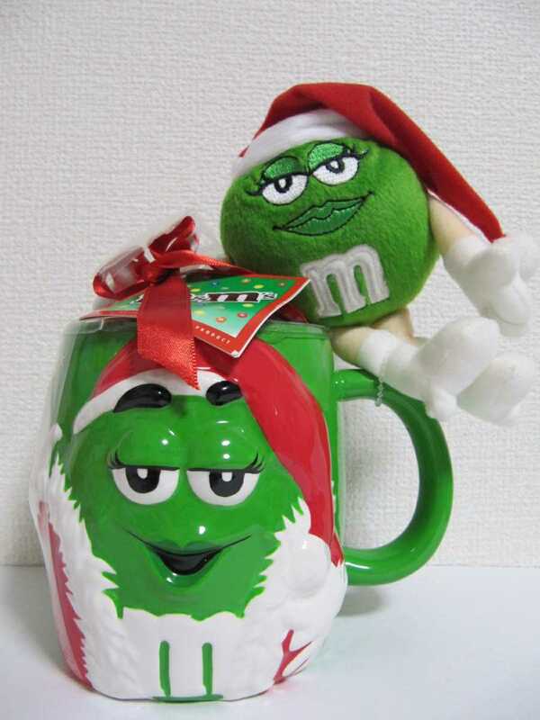 m&m's 2004 限定品 エムアンドエムズ チョコレート クリスマス ぬいぐるみ マグカップ 企業物 キャラクター カップ 新品 ビンテージ レア