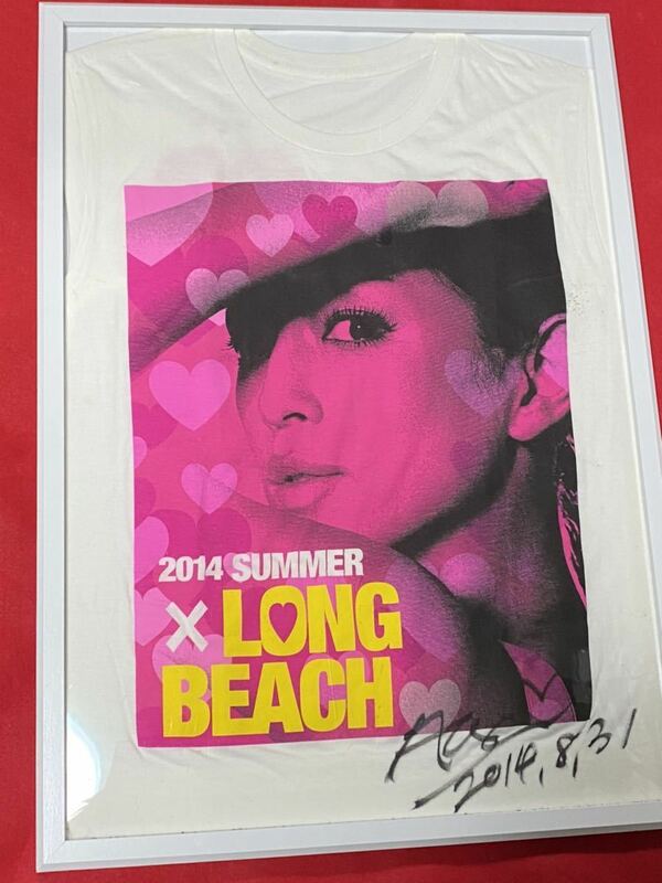 浜崎あゆみ 2014 a-naton SUMMER×LONG BEACH 非売品 直筆サイン入りTシャツ額装品