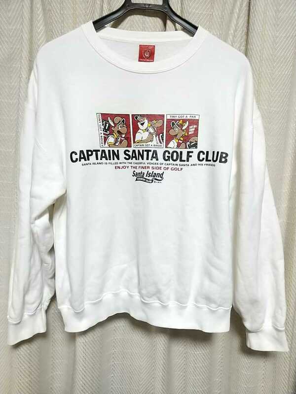 CAPTAIN SANTA GOLF CLUB ロゴ イラスト プリント スウェット Ｍサイズ 白 ホワイト キャプテンサンタ ゴルフクラブ トレーナー レトロ 服