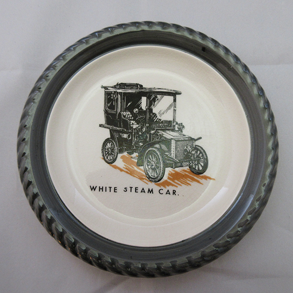 ■WHITE STEAM CAR トレイ 皿 プレート スチーム カー wade ENGLAND ヴェテラン カー クラブ VETERAN CAR CLUB