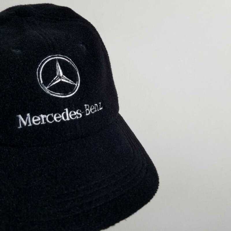 【ふかふか ブラックフリース】90s 良品 Mercedes Benz フリース キャップ フリーサイズ メルセデスベンツ 帽子 ハット 企業物 AMG