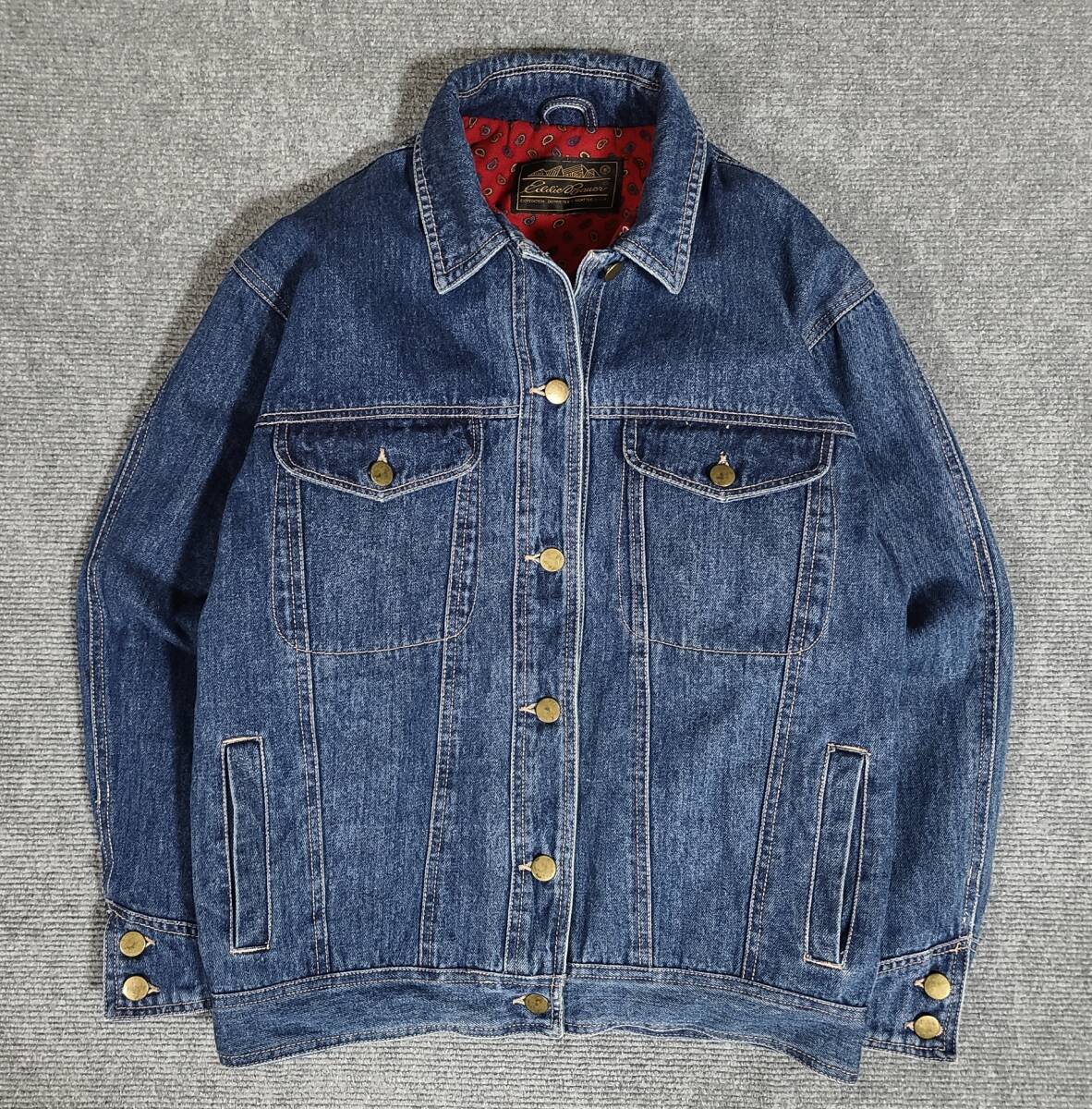レア　70S　黒タグ　クリーニング済　EDDIE BAUER　エディーバウアー　中綿　Gジャン　デニムジャケット　ペイズリー　ダウンジャケット