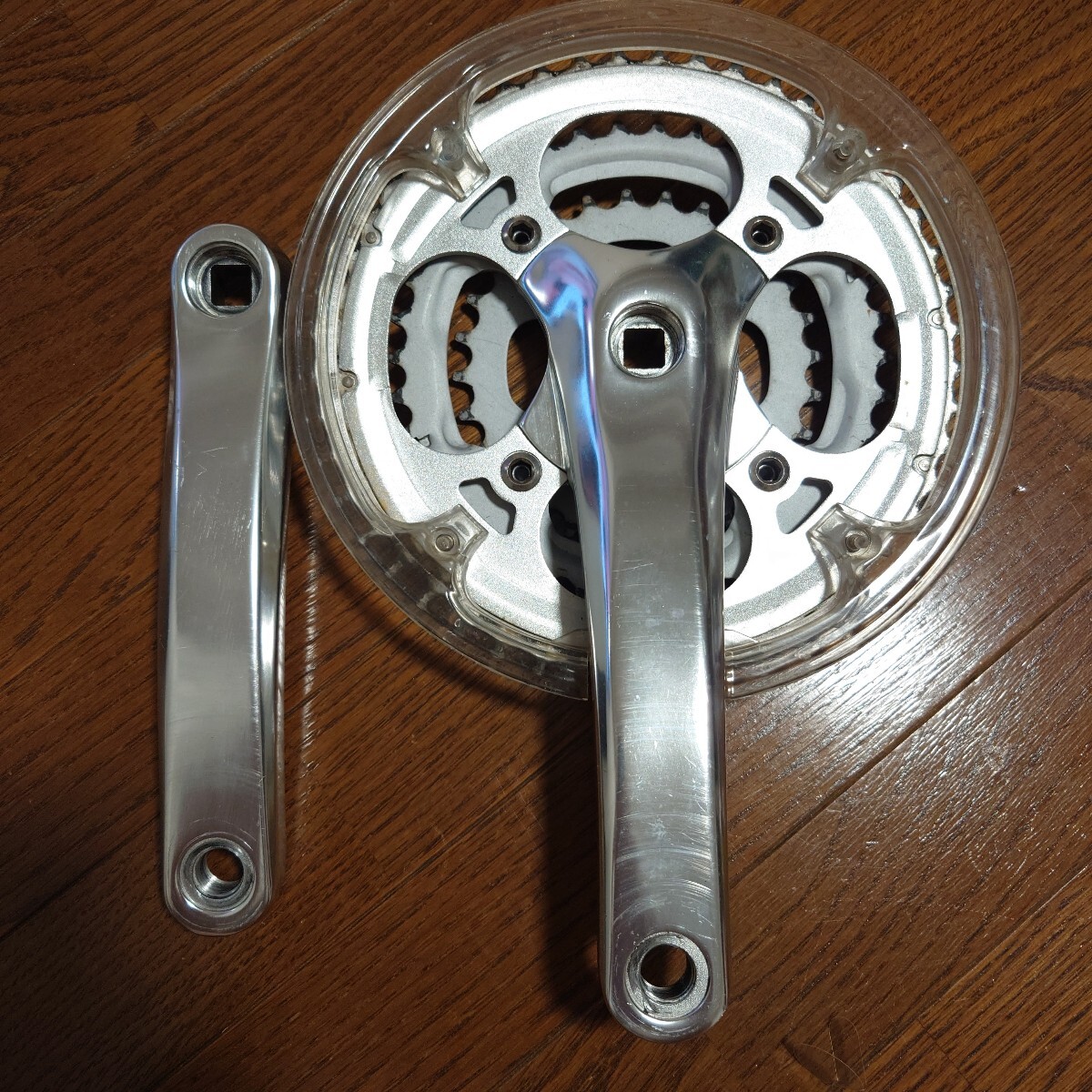 PROWHEEL 170mm クランクセット 3速チェーンリングセット 28-38-48T チェーンガード付き シルバー　クロスバイク　MTB 自転車