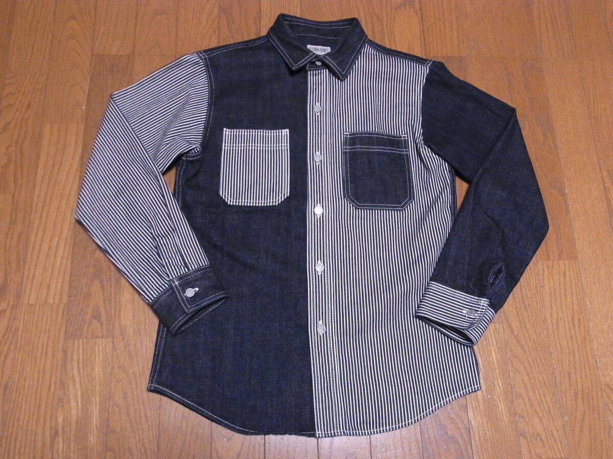 262-2/濃紺/KOJIMA GENES/児島ジーンズ/デニム×ヒッコリー/デニムシャツ/ワークシャツ/M