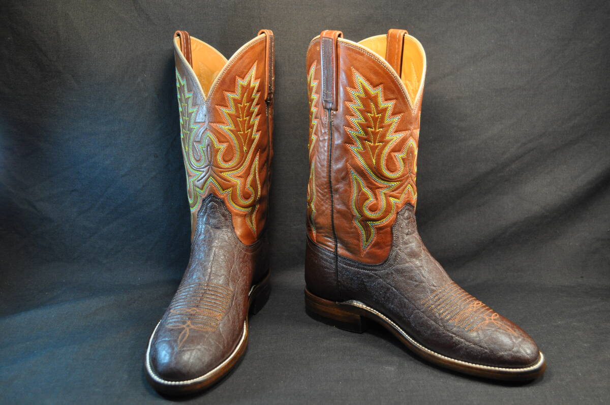 新品　アメリカ製　ルケーシー　LUCCHESE　ウエスタンブーツ　濃茶　象革　サイズ　9D　