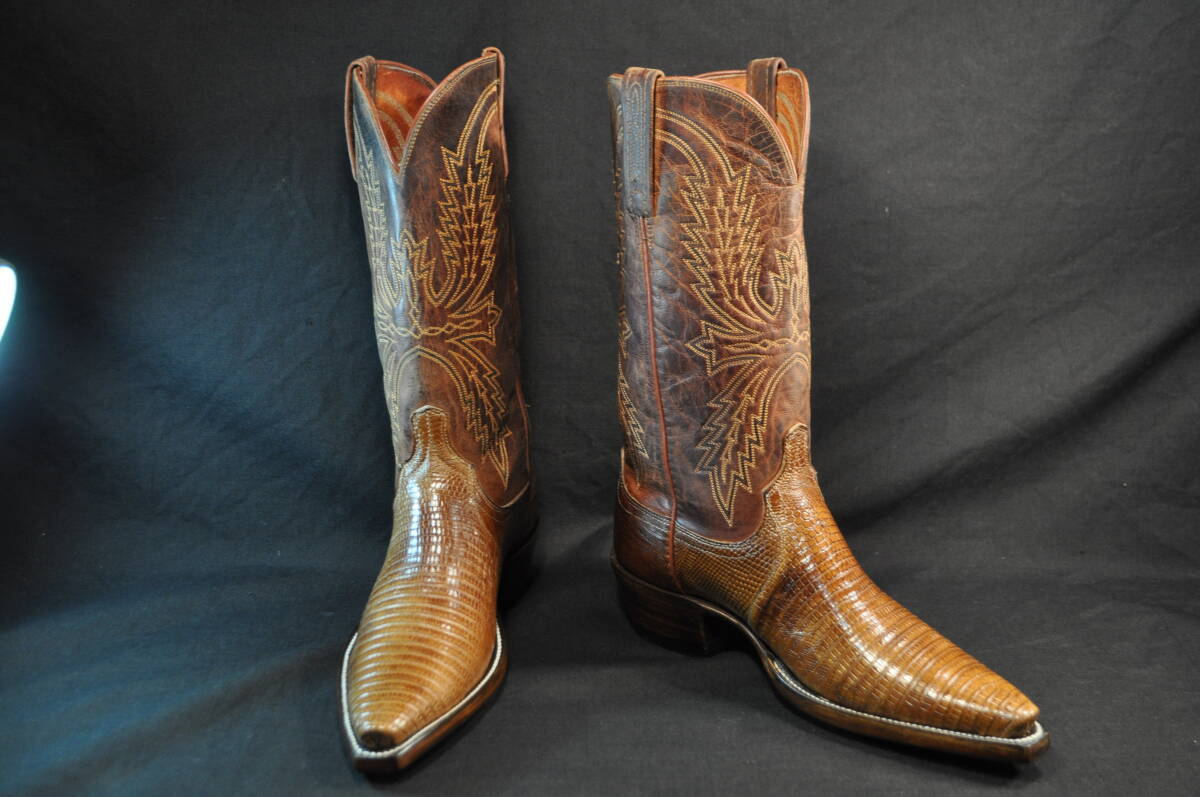 新品　アメリカ製　ルケーシー　LUCCHESE　ウエスタンブーツ　薄茶　リザード、トカゲ革　サイズ　７D　