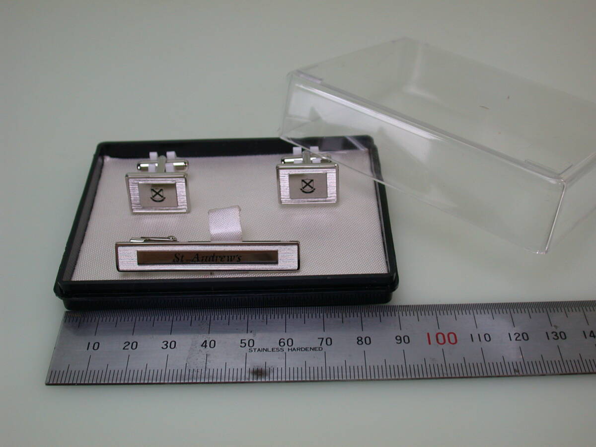 夢621．大阪 桃山学院高等学校 タイピン カフス 1988年度 卒業記念 箱/美品 st.Andrew’ｓSchool セントアンドリュース スクール