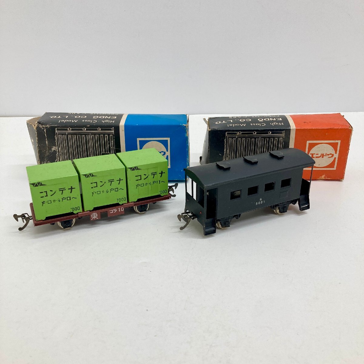 ◆◇[14] エンドウ 鉄道模型 コラ1 E5001 2点セット 貨物列車 コンテナ 現状品 箱付き 08/012614ｍ◇◆