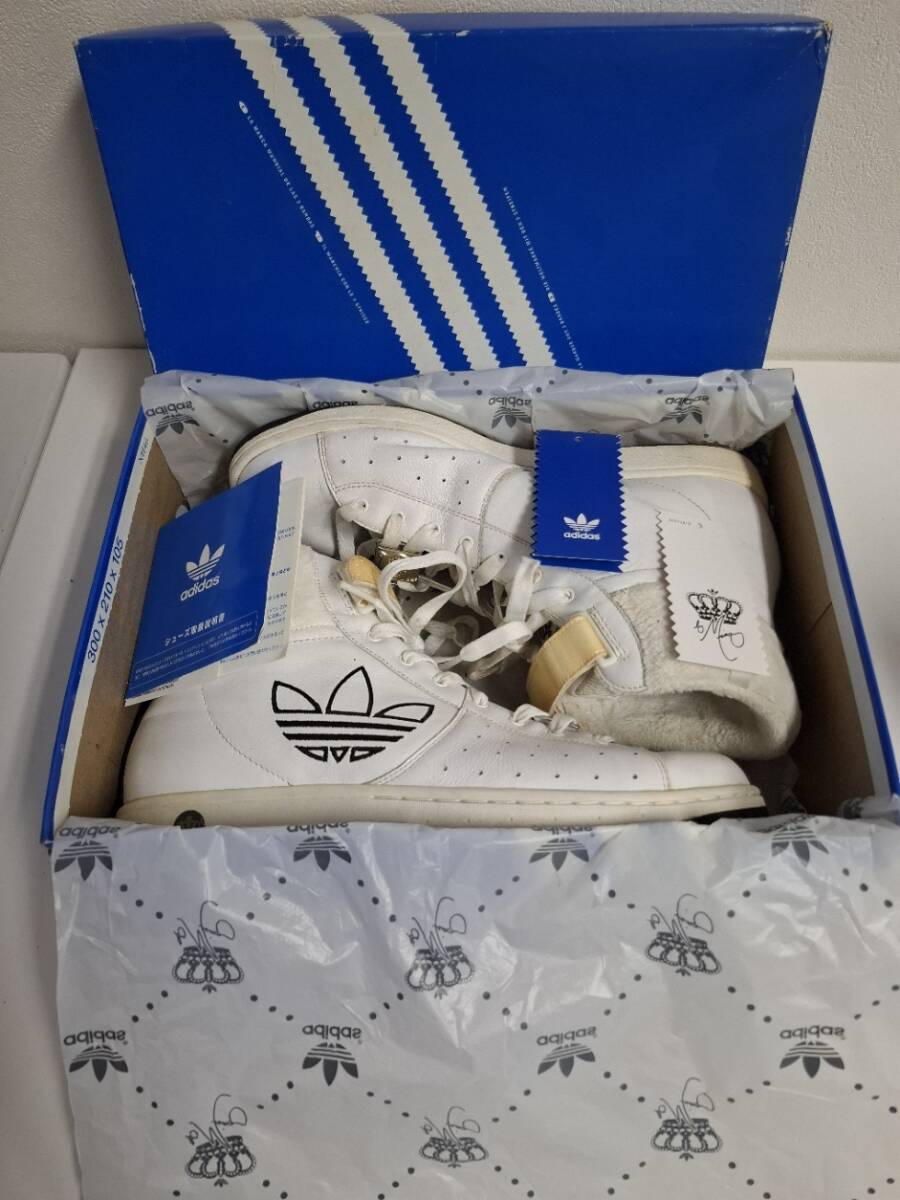 【貴重/箱・包装紙・タグ付属】adidas × RESPECT M.E. アディダスxリスペクト・ミー ハイカット スニーカー ホワイト 中ボア24.5cm 7 1/2 