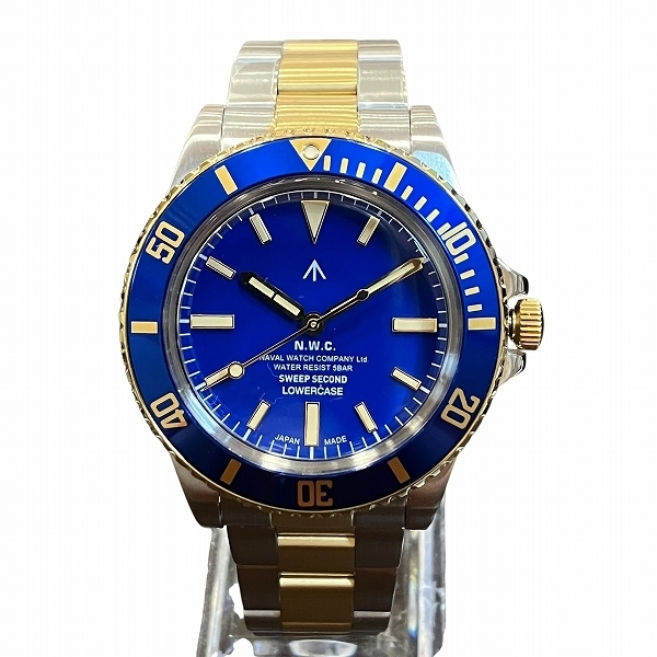 ナバル NAVAL 腕時計 総重量約124.7g SS SS クオーツ ブルー文字盤 中古☆0203