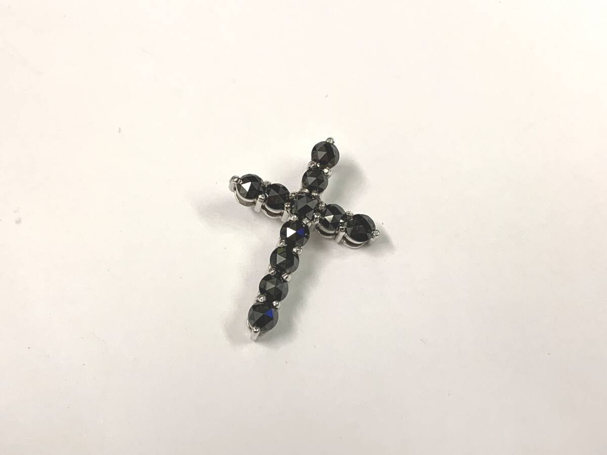 ♪♪82815 K10WG トップ クロス ブラック ダイヤ D1.30ct 総重量1.7g アクセサリー ゴールド　♪♪