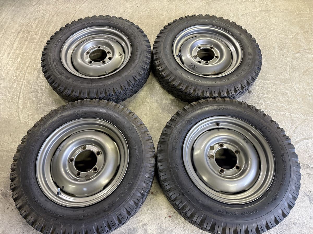 ジムニー 用タイヤ　6.00-16 6PR NYLON SNOW LIGHT TRUCK スチール スパイク RIKEN SS4 600R16 16インチ　4.5J 139.7/5穴　中古4本