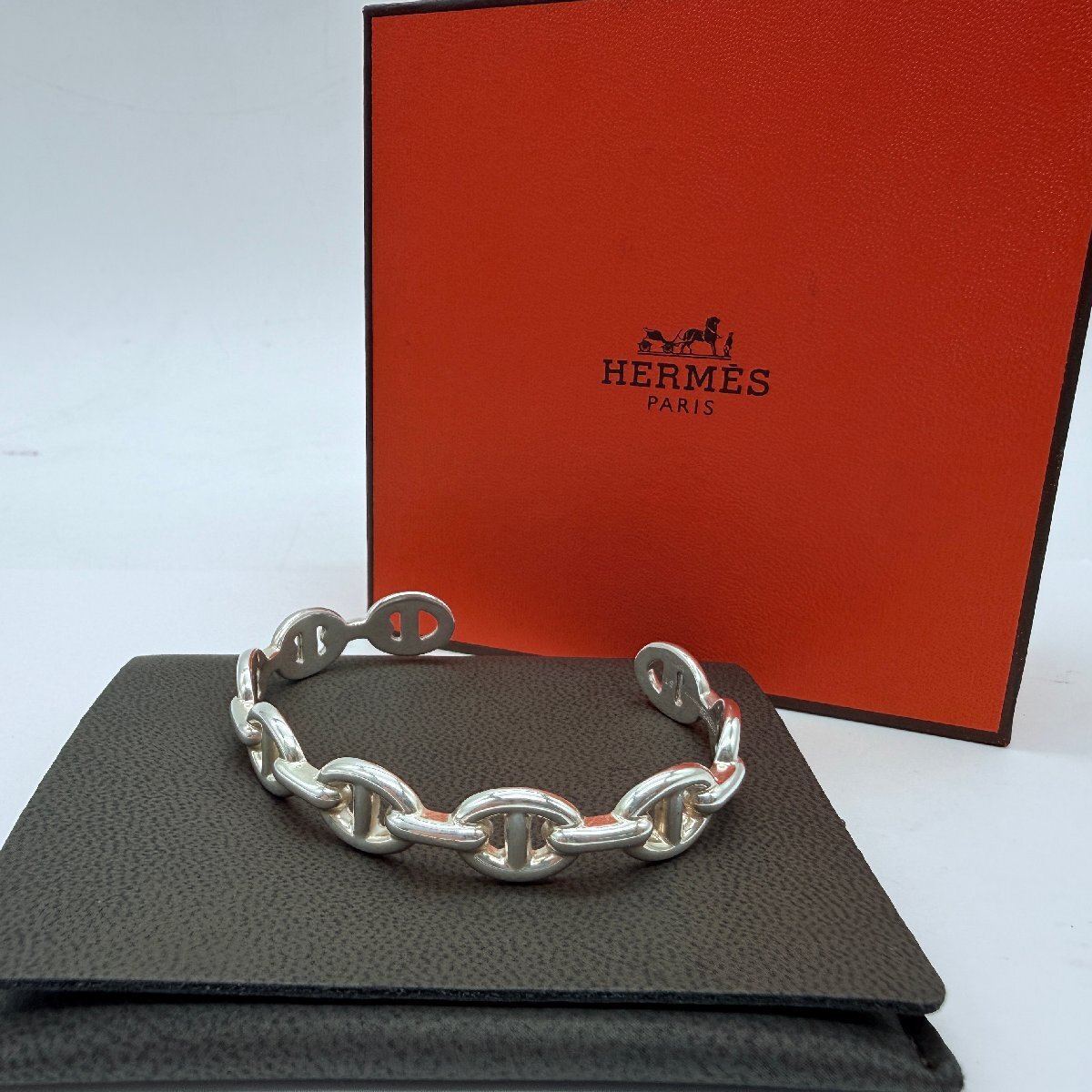 ♭綺麗【HERMES 　エルメス　シェーヌダンクル アンシェネ 　ST　バングル　シルバー　SV925　ビンテージ　男女兼用　アクセサリ】TK5589