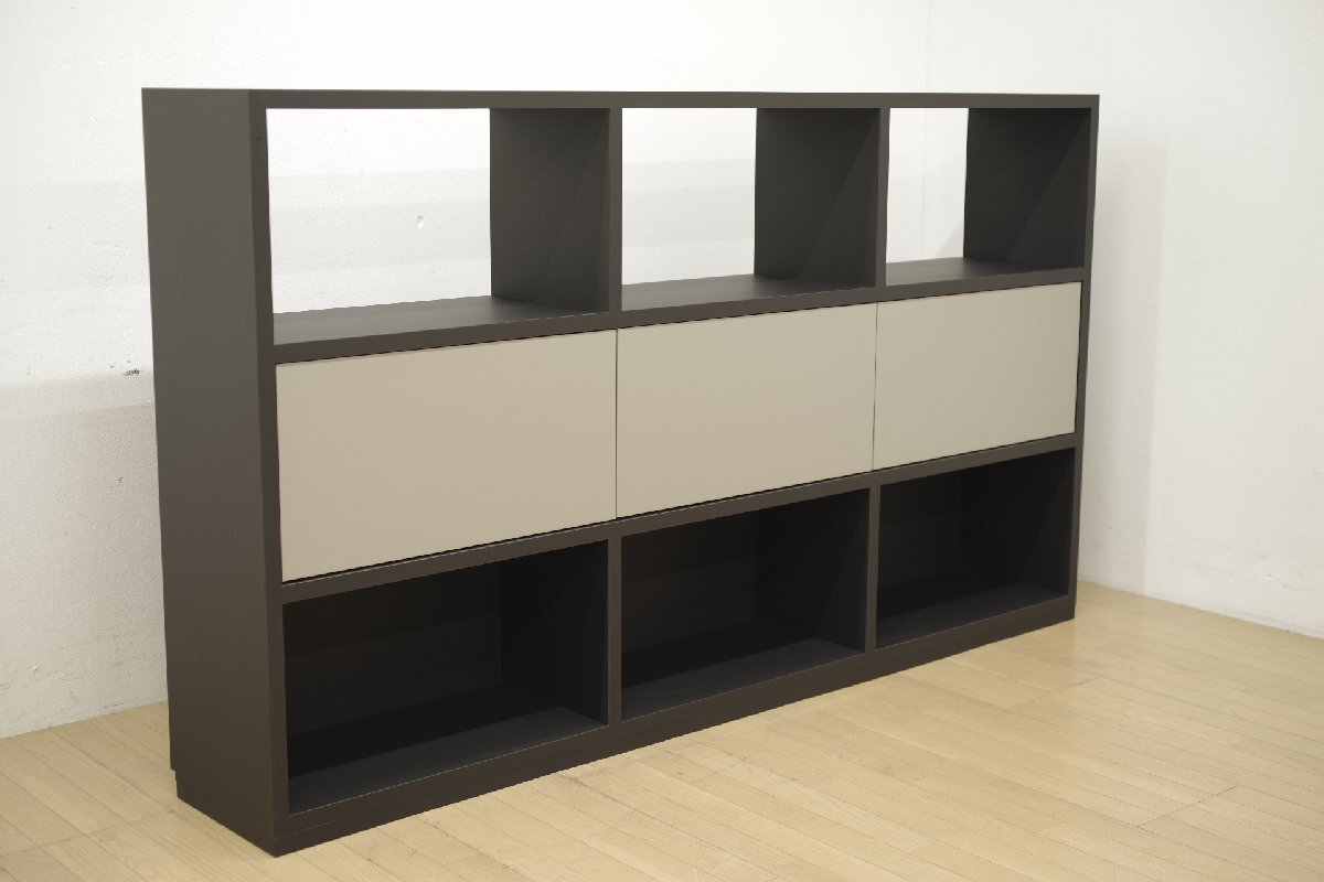 展示品 オープンラック シェルフ キャビネット 収納 本棚 ドロップダウンドア リビング 書斎 オフィス シンプル モダン W210×D35×H120cm