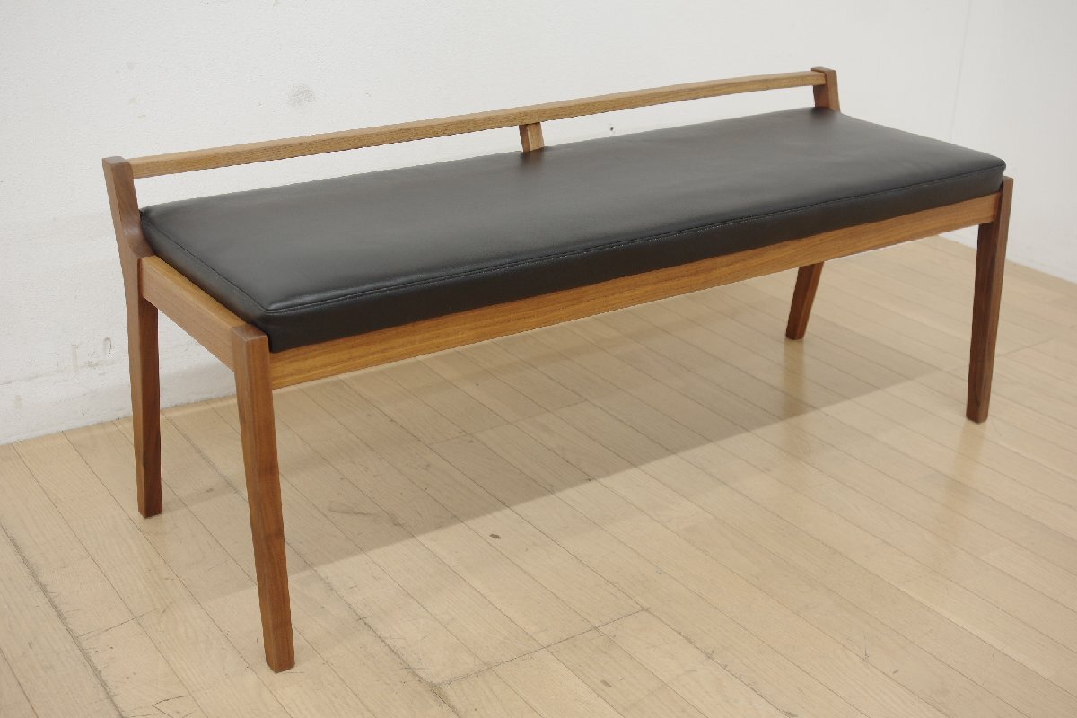AJIM ibiza bench アジム イビサ ベンチ 腰掛 椅子 ランク3 幅125cm ウォールナット オイル仕上げ シンプル モダン 本革 ブラック