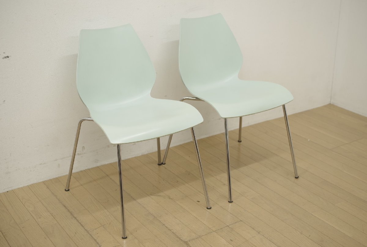 Kartell カルテル MAUI マウイチェア 2脚セット ヴィコ・マジストレッティ スタッキング ペールブルー ダイニング オフィス モダン (B)
