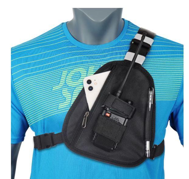 送料無料　未使用品　トランシーバー　無線機　スマホ　スマートフォン　チェストバッグ　ベスト　三角　タクティカル　ホルダー　