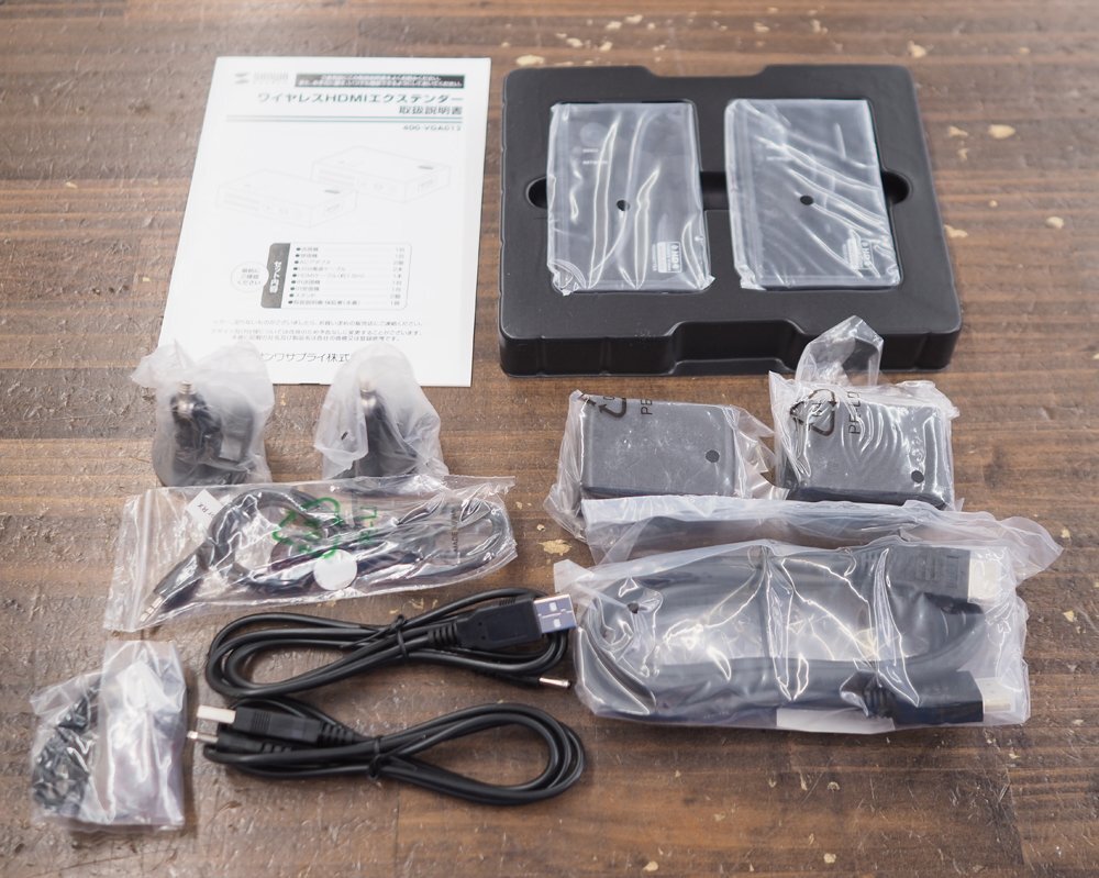 １円スタート!!未使用品 サンワサプライ ワイヤレスHDMIエクステンダー 400-VGA012 送受信機セット・無線 最大通信距離50m・小型