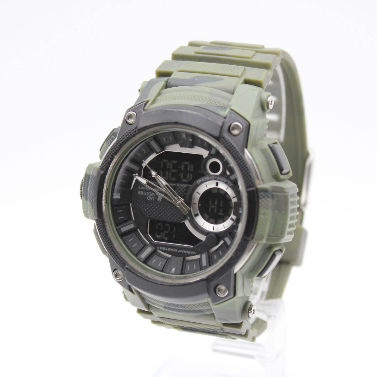 W260224-51 LAD WEATHER VARIANT MASTERⅡ ラドウェザー メンズ腕時計 アナデジ 3針 アラームクロノ 稼働 文字盤ブラック 迷彩 ミリタリー