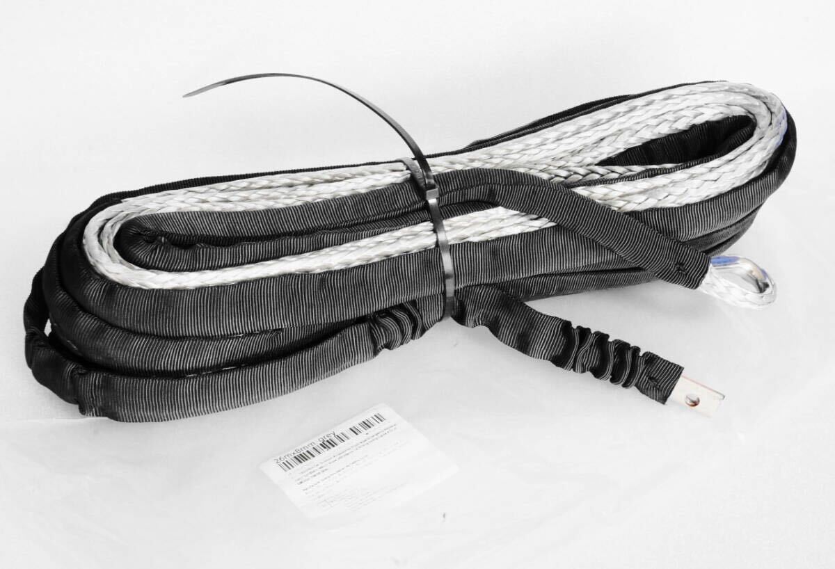 ファイバー シンセティック ロープ 最大荷重6トン 8mmX26m 　WARNウインチ、積載車、ジムニー、トレーラーなどに　ワイヤー交換　