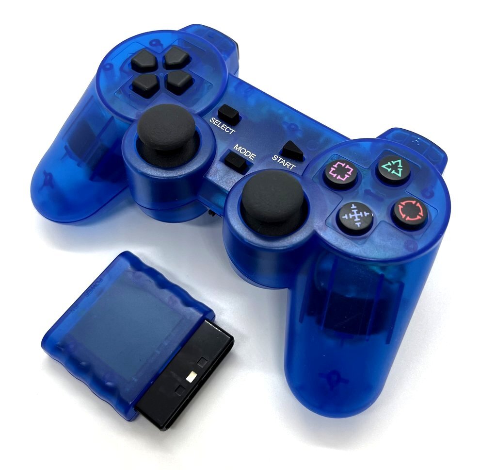PS2 ワイヤレスコントローラー(クリアブルー)