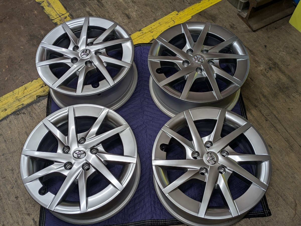 新車外し トヨタ プリウスα 純正アルミホイール 16インチ ハイグロスホイールキャップ付 16×6.5J+39 5Ｈ PCD114.3 4本セット 中古現状品