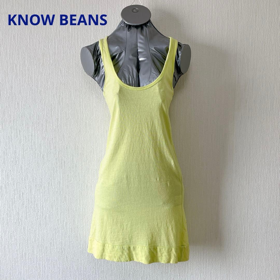 KNOW BEANS ノースリーブ ミニワンピ チュニック イエローグリーン
