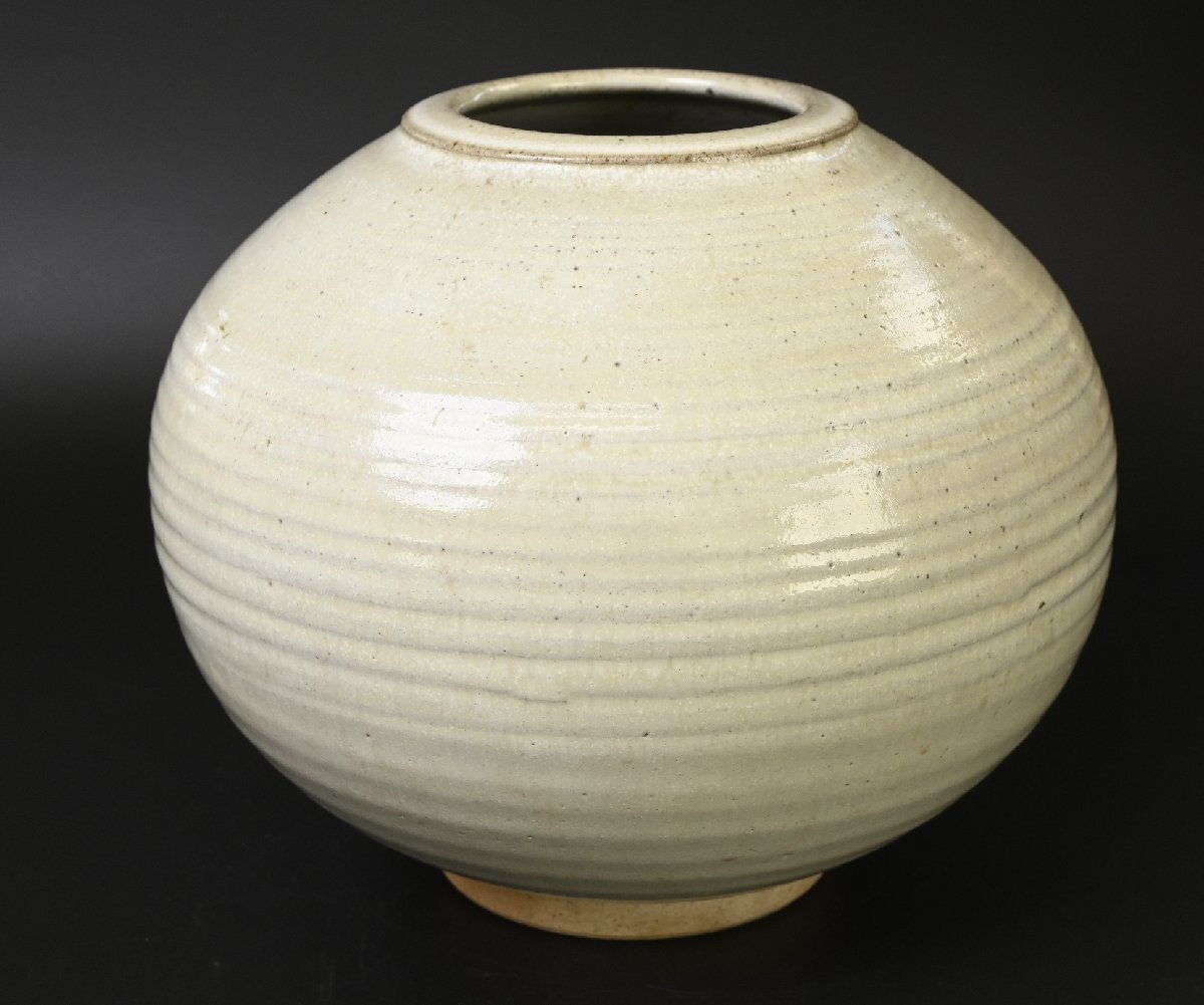 【赤膚焼】大塩正人　萩釉花瓶 　共箱　花生　壺　花器