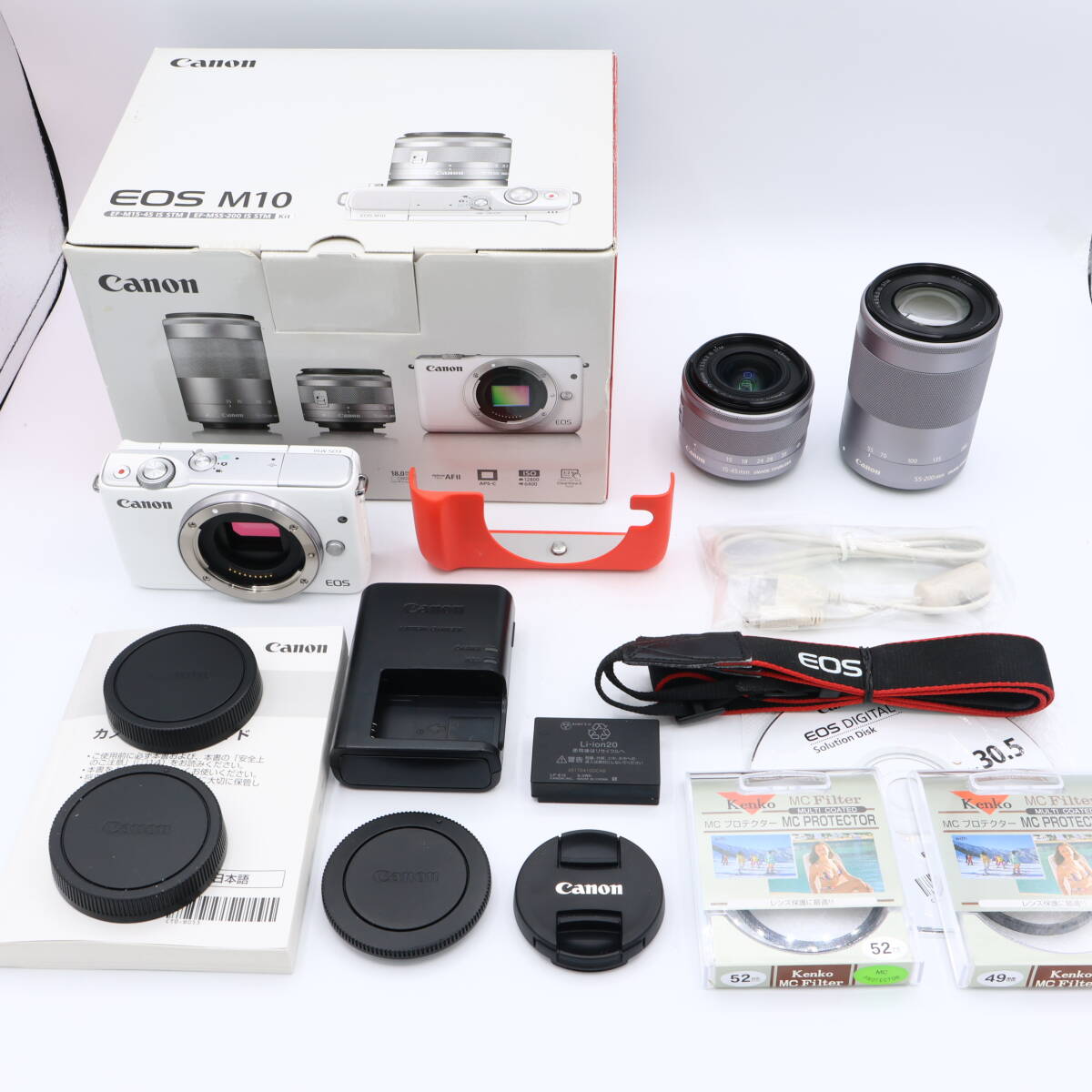 Canon キヤノン EOS M10 ダブルズームキット(ホワイト) EF-M15-45mm　 EF-M55-200mm 付属　#260215_ 461032003432 