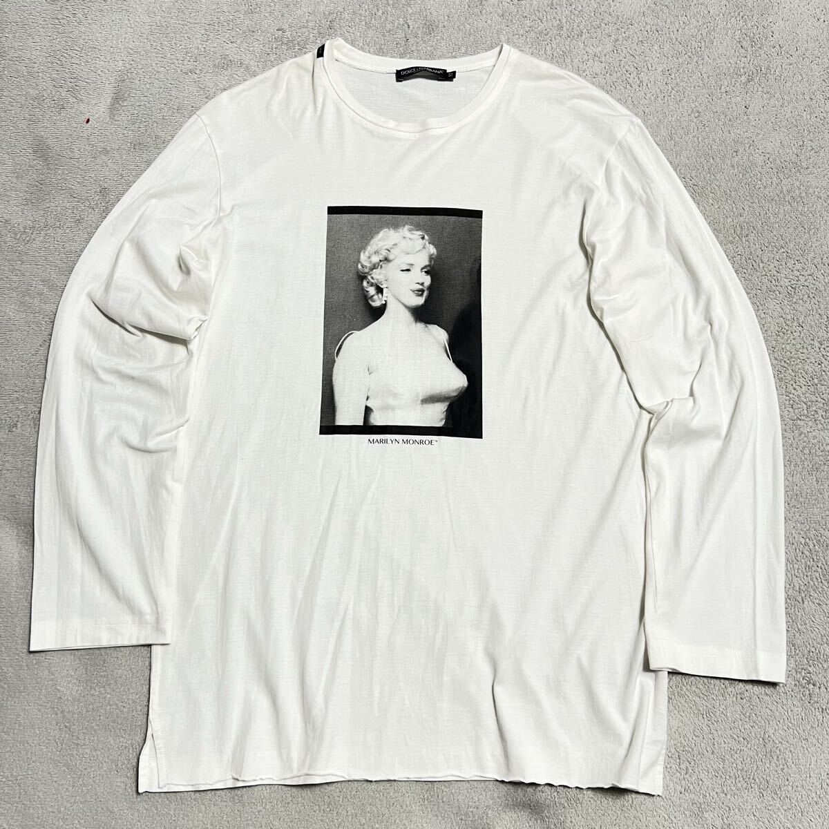 送料360円★激レア DOLCE&GABBANA ドルチェアンドガッバーナ 長袖 Tシャツ ロンT 白 ホワイト マリリンモンロー メンズ サイズ52 XL R-8632