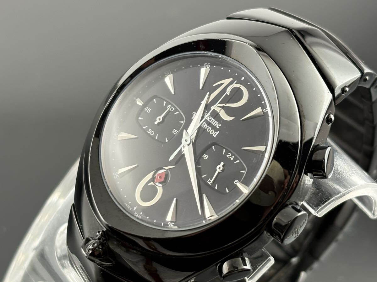 W’) [B54]電池交換済み メンズレディースクォーツヴィヴィアンウエストウッド アーマークロノグラフ ブラック動作品