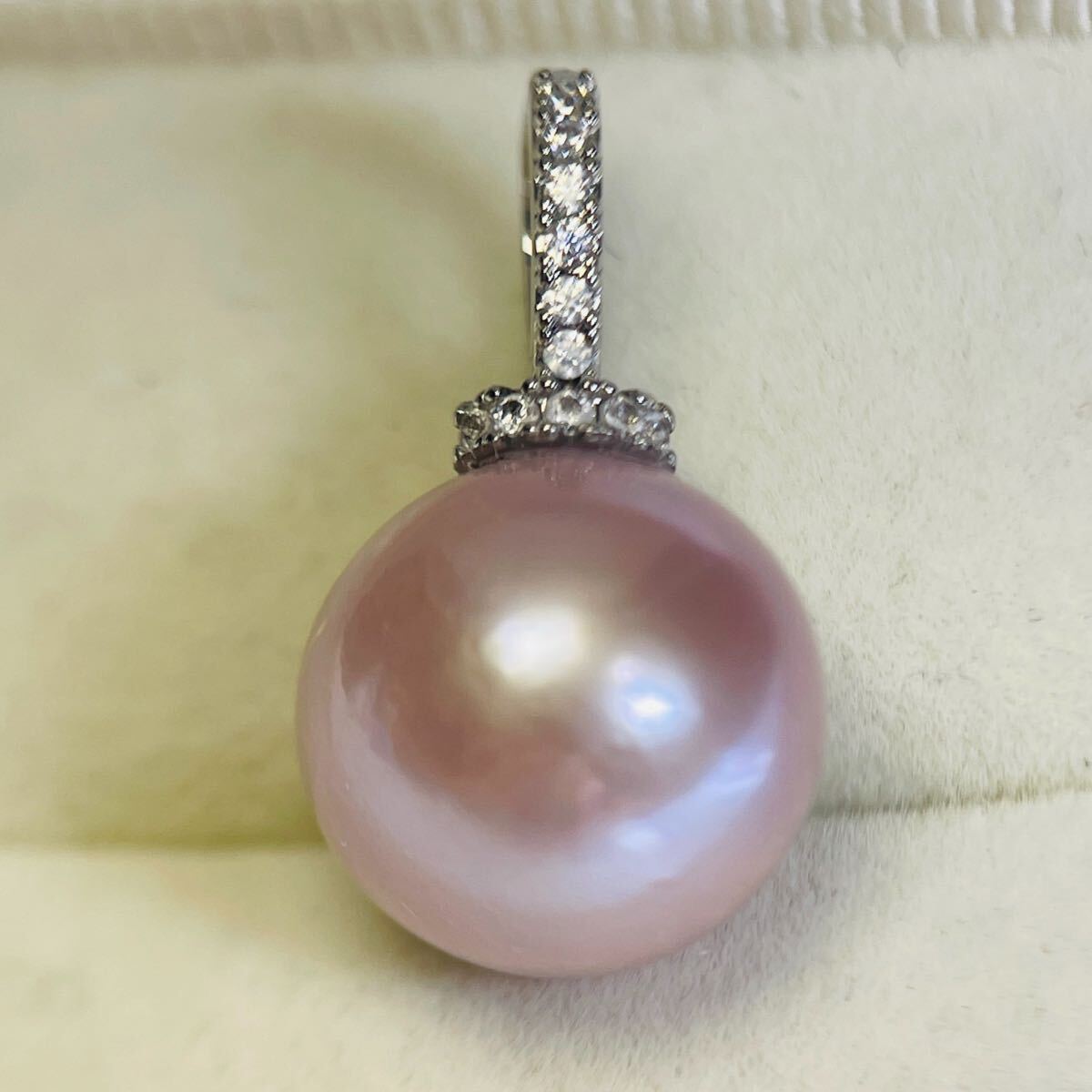 本真珠 ペンダントトップ 　エジソンパール 開閉式　13.8mm 無調色 光沢抜群 無調色 シルバー アクセサリー パープル 真珠 ネックレス