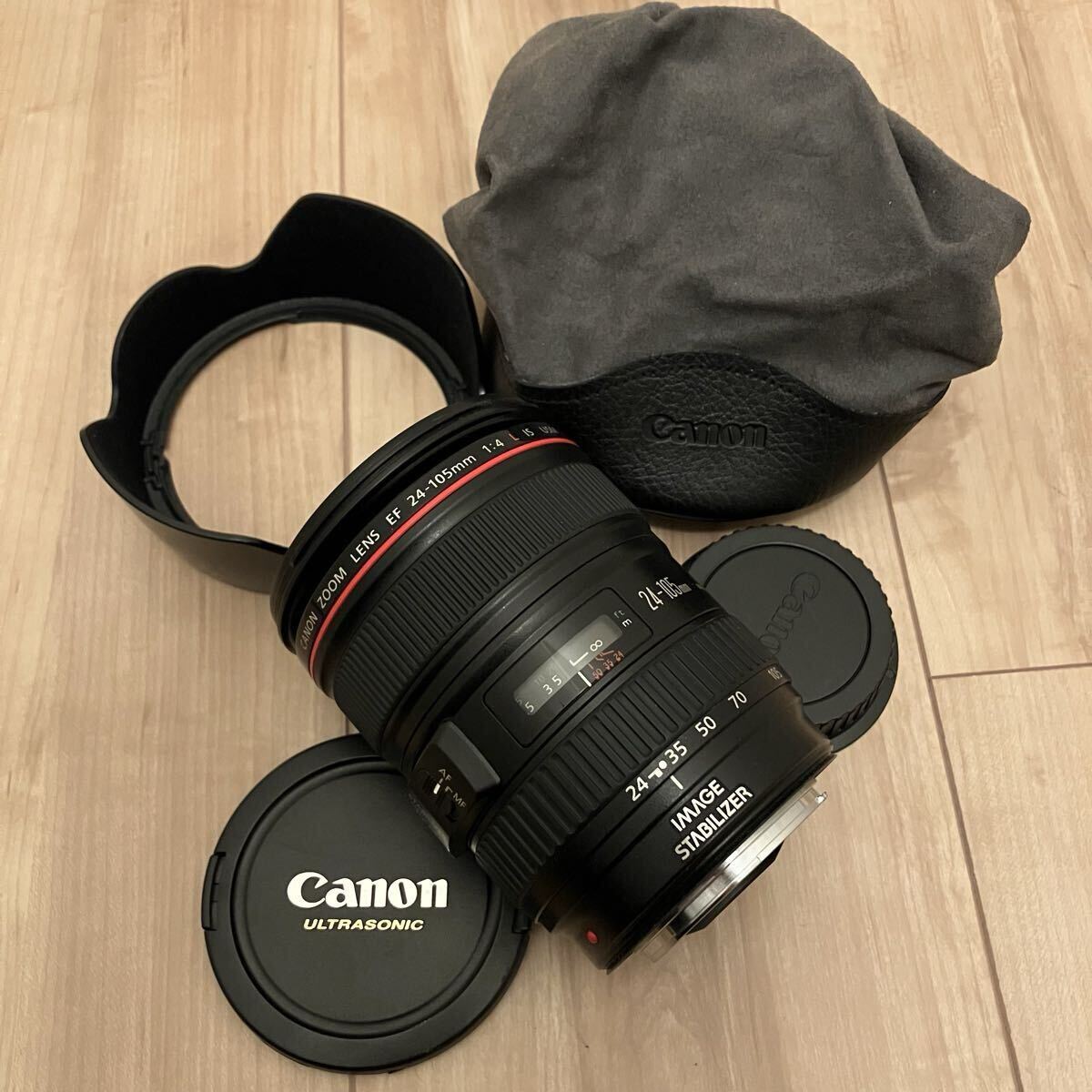 【動作品】【美品】 Canon EF 24-105mm f4L IS USM 動作も写りもOKです。概ねキレイです。フード、前後キャップ付き