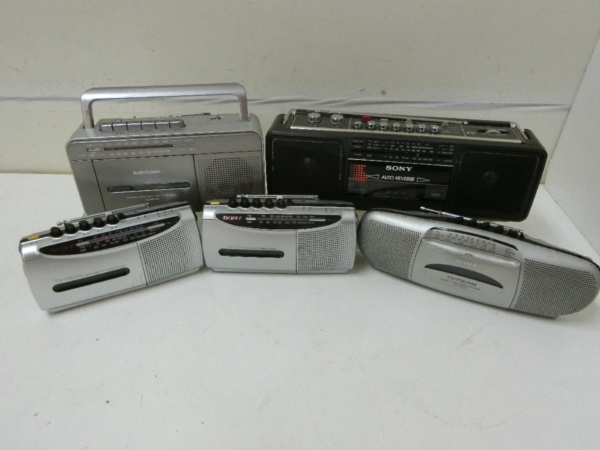 10■/Zク5754 SONY CFS-E2TV CFS-E30 CFM-E5 CFM-E3TV / AudioComm RCS-M930R 5台セット ラジカセ 昭和レトロ 中古