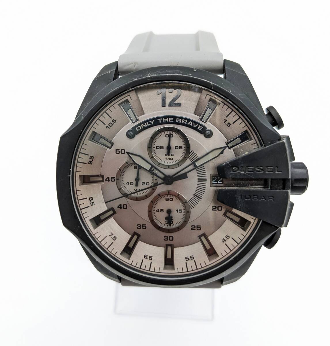 ■【26年2月電池交換】DIESEL ディーゼル DZ-4496 クロノグラフ メンズ 腕時計 ラバーベルト クオーツ QZ ファッション ブラック グレー