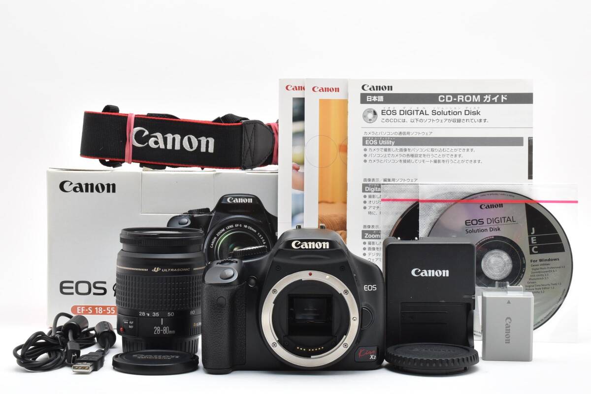 ■ 美品 ■ キヤノン Canon EOS kiss x2 ＋ EF 28-80mm 1:3.5-5.6 IV USN 《動作確認済・シャッター回数1050回・レンズキット》 #A0916-15F