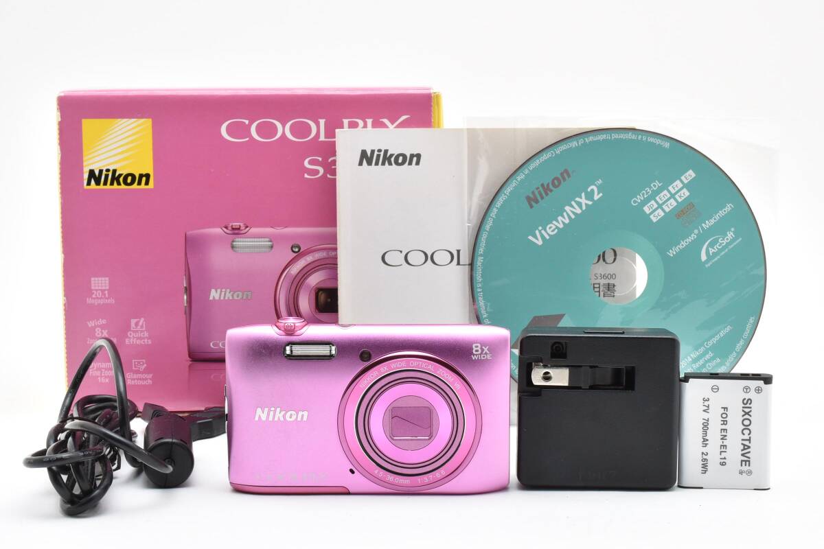 ■ 美品 ■ ニコン　Nikon COOLPIX S3600 ピンク 《動作確認済・付属品多数》 コンパクト デジタル カメラ #A0920-15F