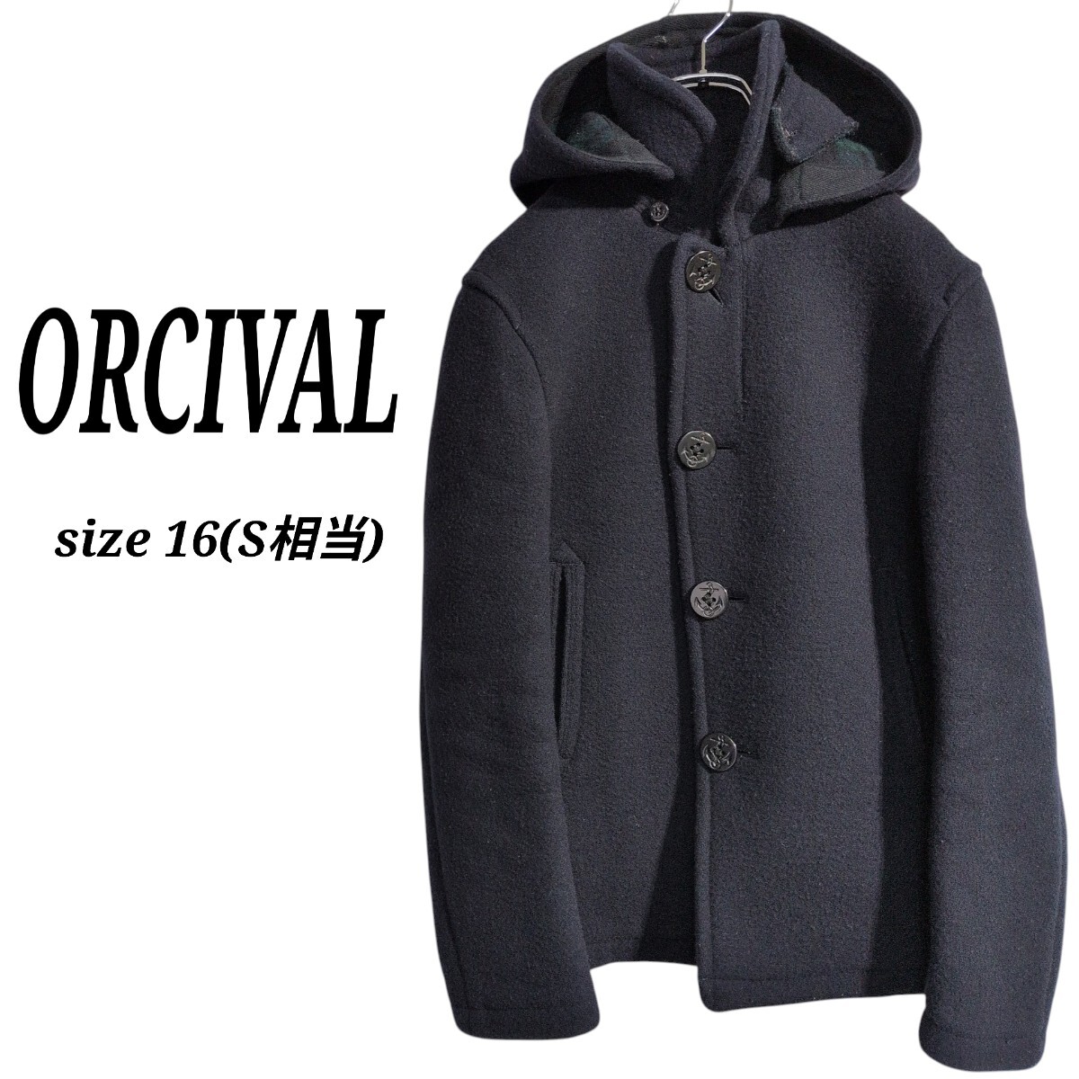 ORCIVAL　オーシバル　フーディー　ウールジャケット　ショートコート　紺　メンズ S　オーバーサイズ　00s　Y2K