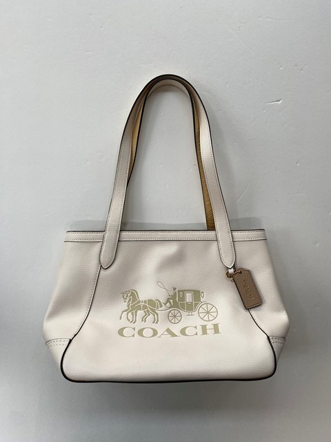 【即決/美品】 COACH コーチ トートバッグ F2154 C4062 アイボリー クリーム ハンドバッグ レザー 