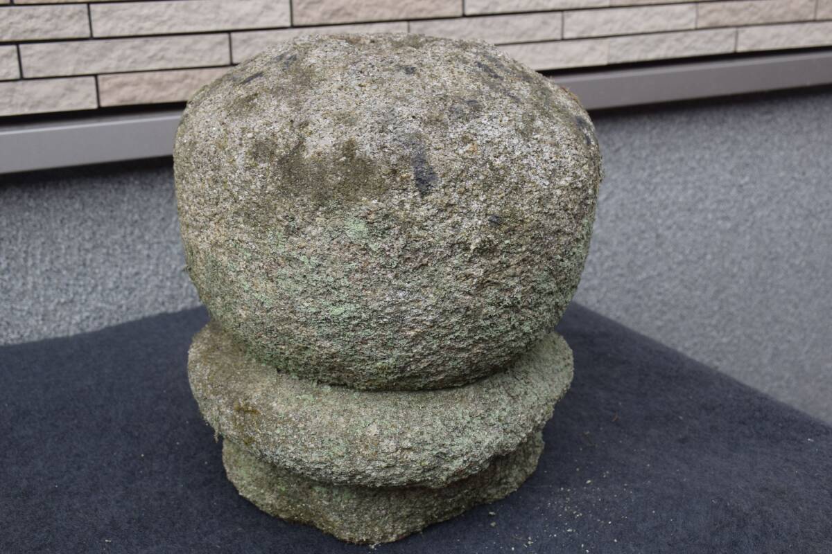 【即決・自然石】石仏 仏塔 (高25㎝ 18Kg) 宝珠 石灯籠 擬宝珠 造園 五輪塔 神社 古民具 古道具 灯篭 祠 レトロ アンティーク 古物