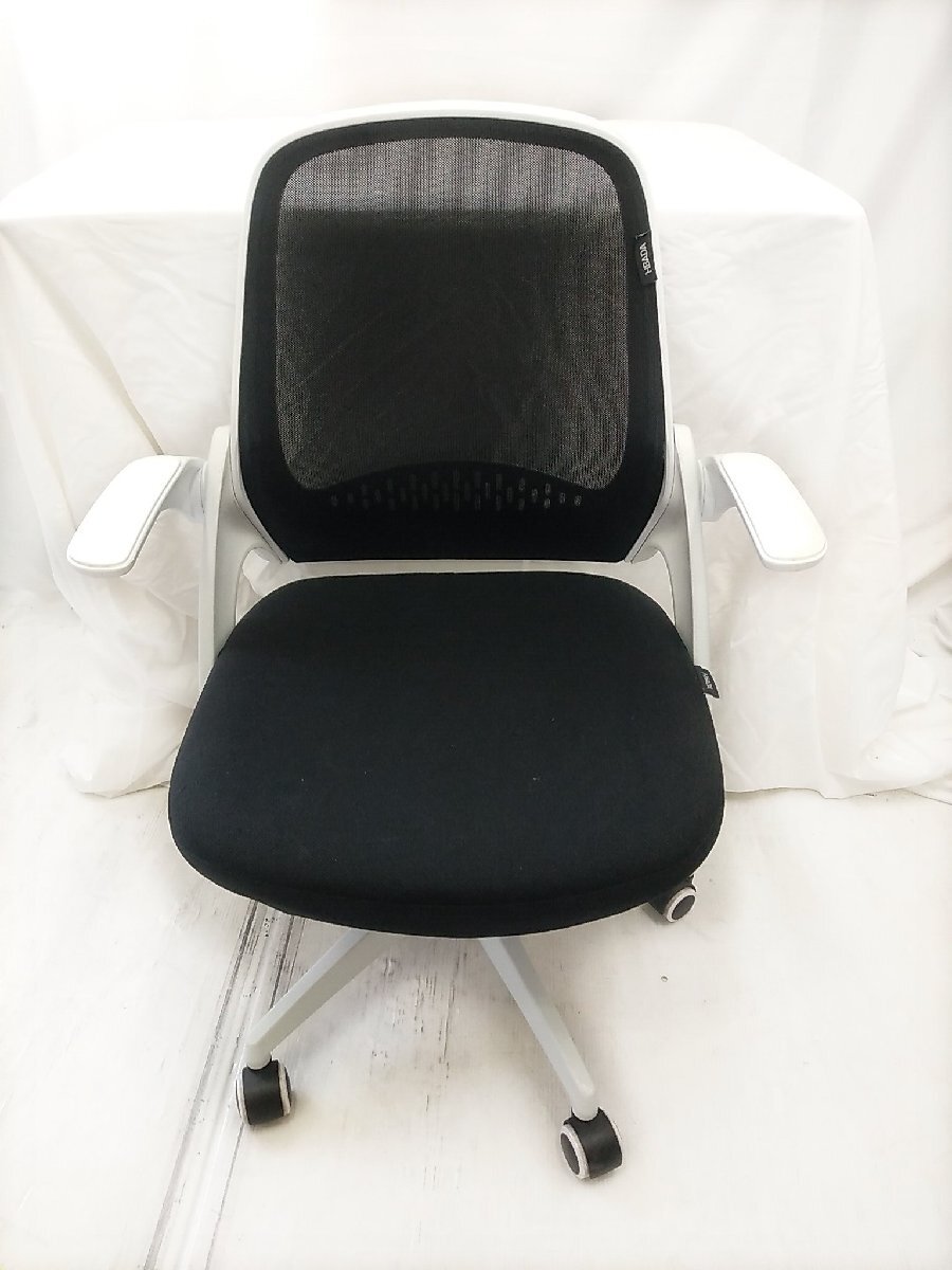 HBADA オフィスチェア HDNY155WM メッシュバック 肘掛け キャスター ホワイト ブラック / 名古屋発2-12☆
