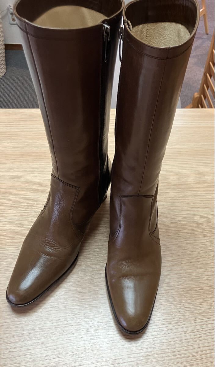 ロングブーツ レザー ブラウン 茶　ブーツ 22.5 ㎝　レディース　RIZ