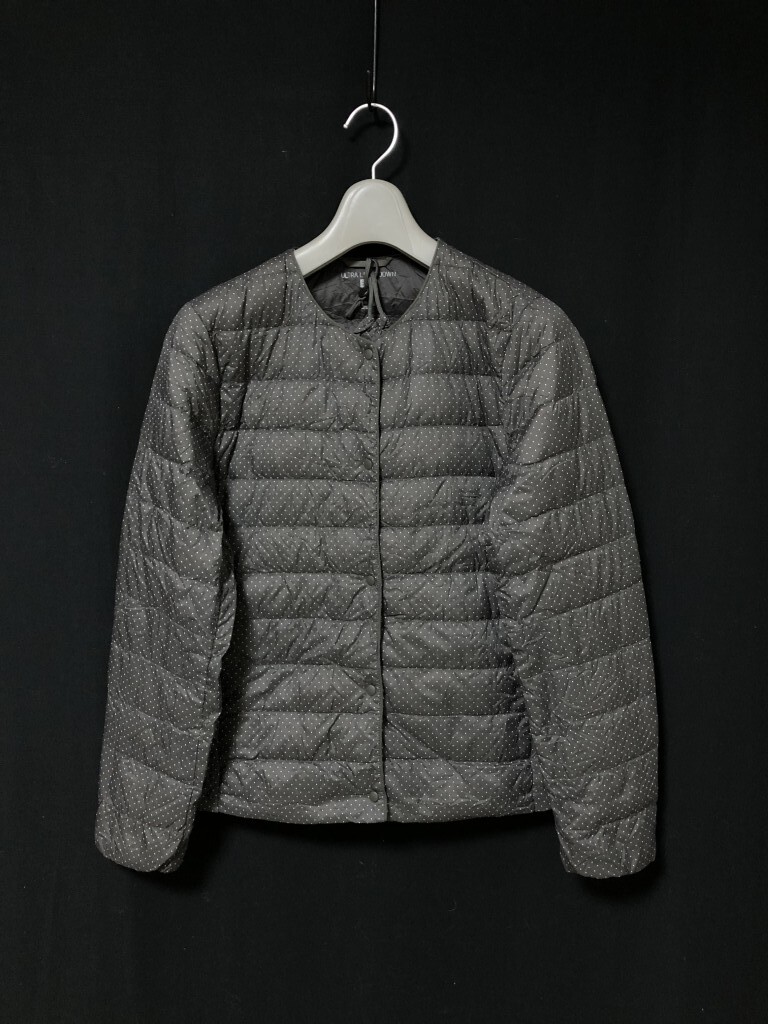 ◆UNIQLO ユニクロ ウルトラライトダウン コンパクトジャケット レディースL ドッツ　ノーカラースナップ