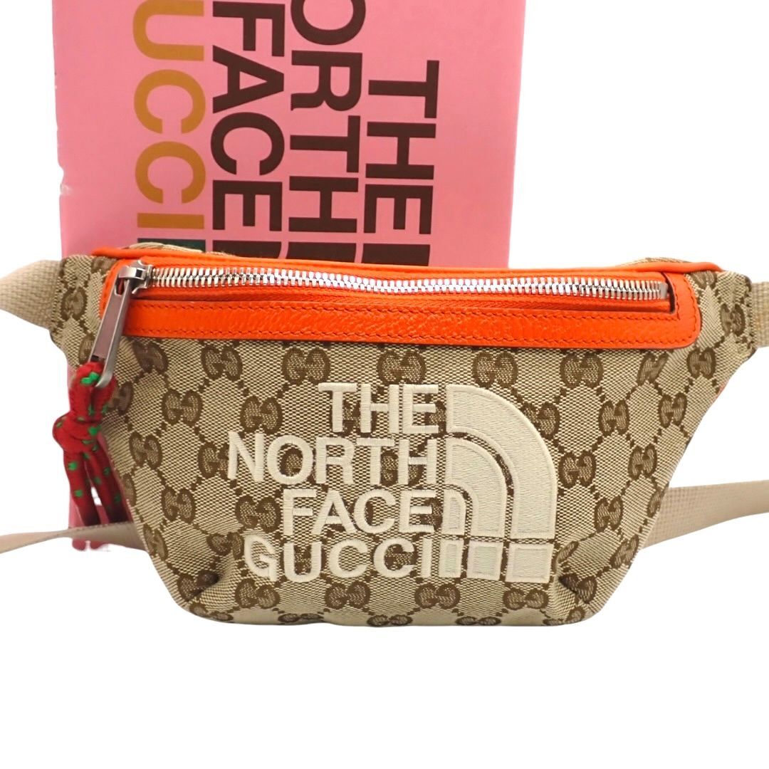 GUCCI THE NORTH FACE グッチ ノースフェイス コラボ GGキャンバス ボディバッグ ベージュ 650299 ウエストポーチ ショルダーバッグ 4638